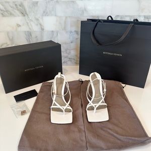 Bottega Veneta Square Toe Stretch Sandal White Size 36